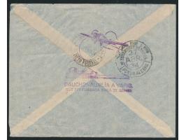 Luftpostbrief  mit  VARIG  von Santa Cruz nach Rio de Janeiro, Frankatur 1200 Reis mit Zwangszuschlagsmarke 100 Reis und 2 x 