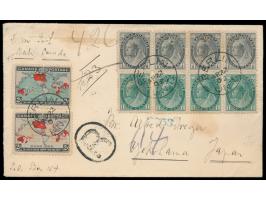 Imperial Penny Postage 2 C.  (Map Issue) in beiden Ausführungen mit QV 4 x 1/2 C. und 4 x 1 C. auf  Einschreibbrief   nach Ja