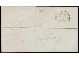 Falt-Briefhülle mit seltenem Halbkreisstempel Post-Pusilawa, Datum handschriftlich 15. March 1848 an Gouvernement Kandy, sehr