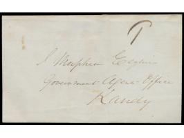 Falt-Briefhülle mit seltenem Halbkreisstempel Post-Pusilawa, Datum handschriftlich 15. March 1848 an Gouvernement Kandy, sehr