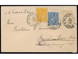 Ganzsachenumschlag Colon 5 C. mit Zusatzfrankatur Colon 5 C. und 10 C. nach Deutschland, Stempel  Valparaiso  18.2.89, Ankunf