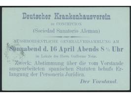 Orts- Ganzsache 1 ct. grün, Stempel Concepcion 1898,  Zudruck Deutscher Krankenhausverein  Generalversammlung, Bedarf
