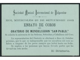 Orts- Ganzsache 1 ct. grün, Stempel Valparaiso 1903, rückseitig &nbsp;Zudruck Deutscher Musikverein &nbsp;für ein Konzert &qu