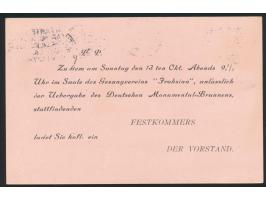 rote Ganzsache 2 Ct., Maschinenstempel Santiago "Il Importante ..."  10.10.1912, rückseitig Zudruck des Gesangvereins "Frohsi