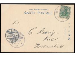 Ansichtskarte  Dairen - Kodama-machi from Nipponbashi,  Frankatur Deutsches Reich 5 Pf., Stempel Kais. Deutsche Marine-Schiff