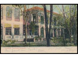 kolorierte Ansichtskarte  Tientsin. Deutsches Konsulat,  Frankatur Deutsche Post 2 C. (kleiner Eckfehler), Stempel Tientsin 3