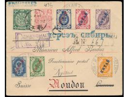 Einschreibbrief  mit  Doppelfrankatur  China C.I.P. 10 C. und 30 C. mit Stempel  Tientsin  30.12.02 und  Russische Post  1 Ko