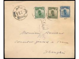 1927:  zwei Expressbriefe  von Canton nach Shanghai, beide mit gleicher Frankatur 2 C., 4 C. und 10 C. Dschunke (1 x 4 C. bes