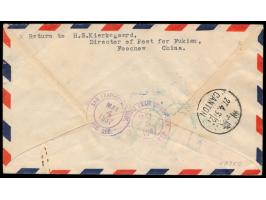 PANAM-Erstflug China - USA  via Hong Kong - San Francisco, 5 C. Sun Yatsen mit 15 C., 50 C. und 1 $ Flugpost auf Luftpost-Ein