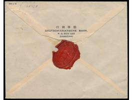 50 C. Märtyrer mit  Perfin "D.A. / B."  auf  Einschreibbrief  mit Stempel  Shanghai  12.3.38 via Sibirien nach Österreich, zw