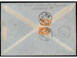 Portomarken 5 C. und 20 C.  mit Stempel  Changsha  6.5.27 (1938) rückseitig auf Luftpost-Einschreibbrief aus Deutschland, Fra