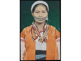 Taiwan,  Japan 1 1/2 Sen (Tazawa) auf Ansichtskarte in die Tschechoslowakei, schwarzer Gummistempel  Taihoku. / Taiwan / Japa