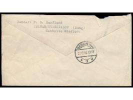 "Sieg über Japan"  100 $ mit 2 x 100 $ 500 $ auf 3 C. auf Luftpostbrief nach Deutschland, rückseitig Absender "... Tsinan / H