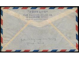 PANAM-Erstflug nach USA  7.6.1947: 2 Luftpostbriefe mit Sonderstempel nach New York bzw. Guam, 1 x Einzelfrankatur Sun Yatsen