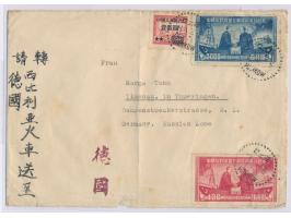 1950, Sowjetisch-Chinesische Freundschaft 400 $ (8.3-1) und 2000 $ (8.3-3) mit 100 $ auf 15 $ auf Brief nach Deutschland, Ste