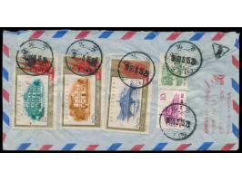 40. Jahrestag der Gründung der KP Chinas 8 F. 10 F. und 20 F. (1961) mit Freimarken 4 F. und 10 F. rückseitig auf Luftpostbri