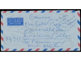 40. Jahrestag der Gründung der KP Chinas 8 F. 10 F. und 20 F. (1961) mit Freimarken 4 F. und 10 F. rückseitig auf Luftpostbri