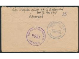 Brief aus dem Lager für deutsche  Ostpreußen-Flüchtlinge  in Aalborg / Dänemark nach Hameln, roter Postfreistempel Aalborg 27