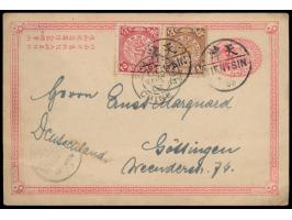 Ganzsache 1 C. (Han No. 1) mit C.I.P. 2 C. und 4 C. nach Deutschland, Stempel  Tientsin  4.1.03, Durchgangsstempel des chines