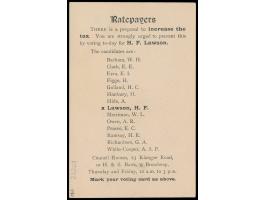 Ganzsache 1 C. (1912) mit rückseitigem  Zudruck " Ratepayers ... H.F. Lawson ...", Han Nr. 10, Stempel  Shanghai Local Post  