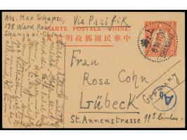 Ganzsache Sun Yatsen 30 C. (Han No. 47) mit Stempel &nbsp;Shanghai &nbsp;6.10.41 &quot;via Pazific&quot; nach Deutschland, wä