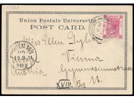 frühe Ansichtskarte (Kleinformat)  "Greetings from Hongkong" (Teilansicht) ,   Verlag Kruse &amp; Co., Hongkong, Frankatur QV