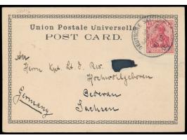 Ansichtskarte (Kleinformat) "Greetings from Hongkong" (Hongkong from the Peak) , ohne Verlagsangabe, Frankatur Deutsches Reic