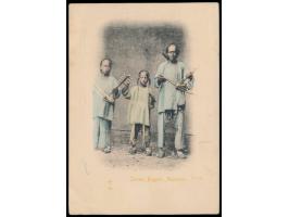 Ansichtskarte (Kleinformat) " Chinese Beggars, Musicians",  koloriert, ohne Verlagangabe, ungebraucht
