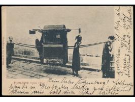 Ansichtskarte (Kleinformat)  "Hongkong Sedan Chair",  Verlag Kruse &amp; Co., Hongkong, deutscher Stempel  K. D. Feld-Poststa