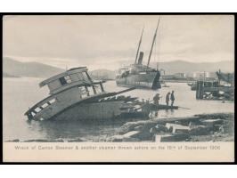 Ansichtskarte  Wreck of Canton Steamer &amp; another steamer thrown ashore on the 18th of September 1906,  Verlag M. Sternber