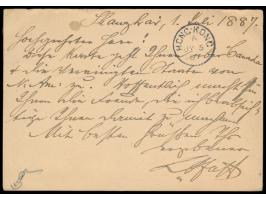 Ganzsache 3 C. mit Stempel  Shanghae   C  1.7.87 nach Deutschland, rückseitig Durchgangsstempel Hong-Kong 5.7.87, Ankunftstem