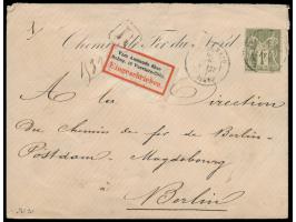 Einzelfrankatur 1 F. Sage Type I auf &nbsp;Einschreibbrief &nbsp;3. Gewicht von Paris 24.12.78 nach Berlin, Stempel &quot;R&q