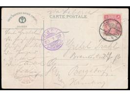 Japanische Post:  zwei Ansichtskarten (Tientsin Exhibition und South Manchuria Railway) mit Japan 4 Sen (Kiku-Serie) via Sibi