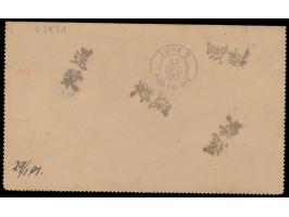 Russische Post,  Russland-Kartenbrief 7 Kop. mit Zusatzfrankatur 1 Kop. "Kitai" nach Deutschland, Stempel  Tien-Tsin  27.11.1