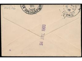 Russische Post,  "Kitai" 10 Kop. auf kleinem Briefumschlag  "via Sibirien"  nach Frankreich, Stempel  Shanghai  25.7.1903, rü