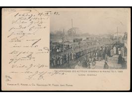 Russische Post,  2 x "Kitai" 2 Kop. mit Stempel  Pekin  (mit Stempel-Nr. 1) 6.9.1903 auf Ansichtskarte "Uebergabe des Kettele