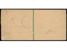 Russische Post,  Ganzsachen-Streifband 2 Kop. mit rotem Kitai-Aufdruck, Stempel  Hankow a  11.9.06, nach Prag, rückseitig grü