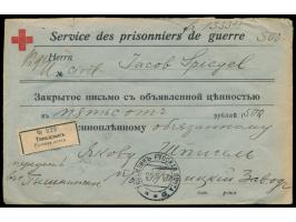 Russische Post,  2 Cents, 3 Cents, 2 x 15 Cents und 25 Cents rückseitig auf Vordruckumschlag der "Hülfsaktion für Deutsche u.