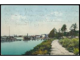 Russische Post in der Mandschurei,  Russland 4 Kop. auf Ansichtskarte Irkutsk, 2 x Ovalstempel  Tschita *259* Manschurija  9.