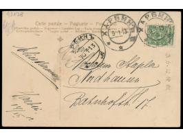 Russische Post in der Mandschurei,  Russland 2 Kop. auf Ansichtskarte mit Grußtext zum Drucksachentarif nach Deutschland, Ste