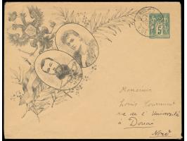 Besuch des Russischen Herrscherpaares 1896:  Ganzsachenumschlag 5 C. mit vorderseitigem Bildzudruck, Stempel Paris 2.10.96, n