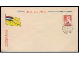 kleines Lot von 6 Bedarfsbelegen nach Deutschland und London und zwei FDC ohne Anschrift, dabei Auslandsganzsache 6 F. und ei