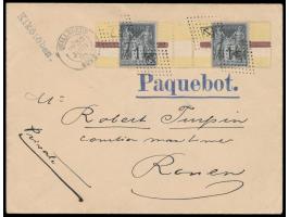 2 x 1 C. Sage mit  Ankerstempel  und Stempel  Quillebeuf / Eure  30.6.99 auf Drucksache nach Rouen, ungarischer L1 "Kikötöben