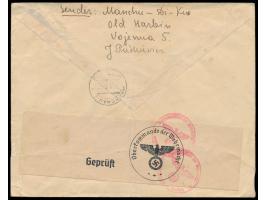 6 F. und 30 F. auf  Einschreibbrief  mit Stempel  Harbin / Manchoukuo  11.5.40 via Sibirien nach Warschau im deutschbesetzten