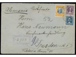 Einschreibbrief mit rückseitig brauner Prägedruck-Siegelmarke "Kaiserlich Deutsches Konsulat für Costa Rica und Nicaragua" na