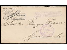 Dienstumschlag  ... Ferro Carril Occidental ..  mit gedruckter  Lokomotive  auf der Briefklappe, rückseitig blaue Prägedruck-