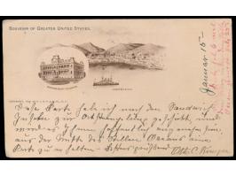 USA 2 C. auf  Ansichtskarte Honolulu  mit Absenderstempel von Michigan, aufgeliefert in Honolulu (auch entsprechende Mitteilu