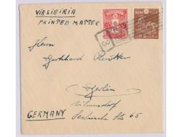 Tazawa 3 Sen und Showa 1 Sen mit  Rollstempel  auf Drucksache "via Sibirien" nach Berlin
