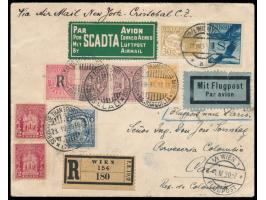 Österreich &nbsp;30 g und 1 S Flugpost in Kombination mit ungültiger USA-Frankatur 10 x 2 C. und &nbsp;Kolumbien &nbsp;4 C. u