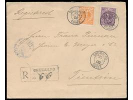 Ausgabe 1900: 3 Ch und 10 Ch auf &nbsp;Einschreibbrief &nbsp;mit Stempel &nbsp;Chemulpo / Coree &nbsp;20.2.02, R-Stempel mit 